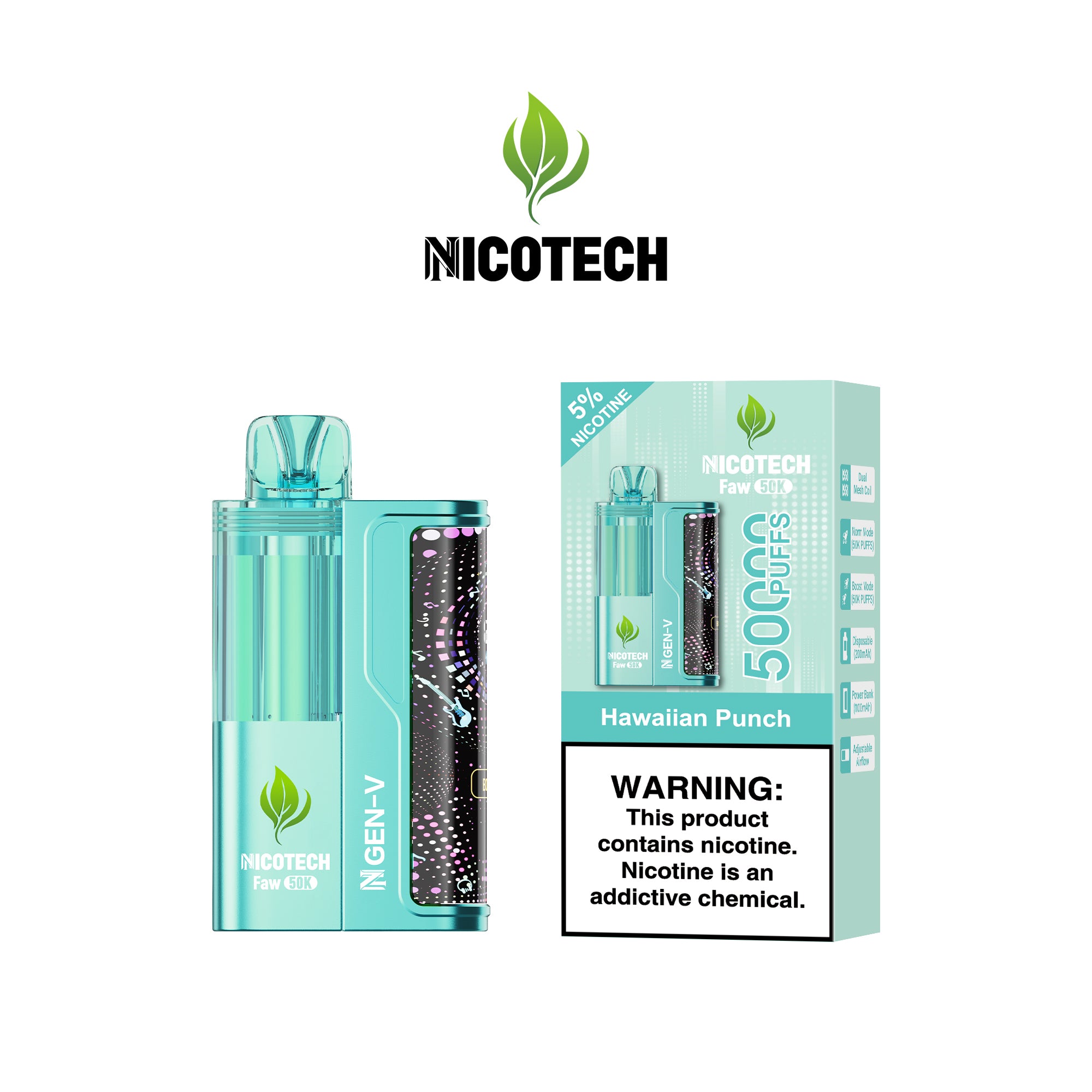 Nicotech Faw 50K Puff Kit Hawaiian Punch 5% Nicotine