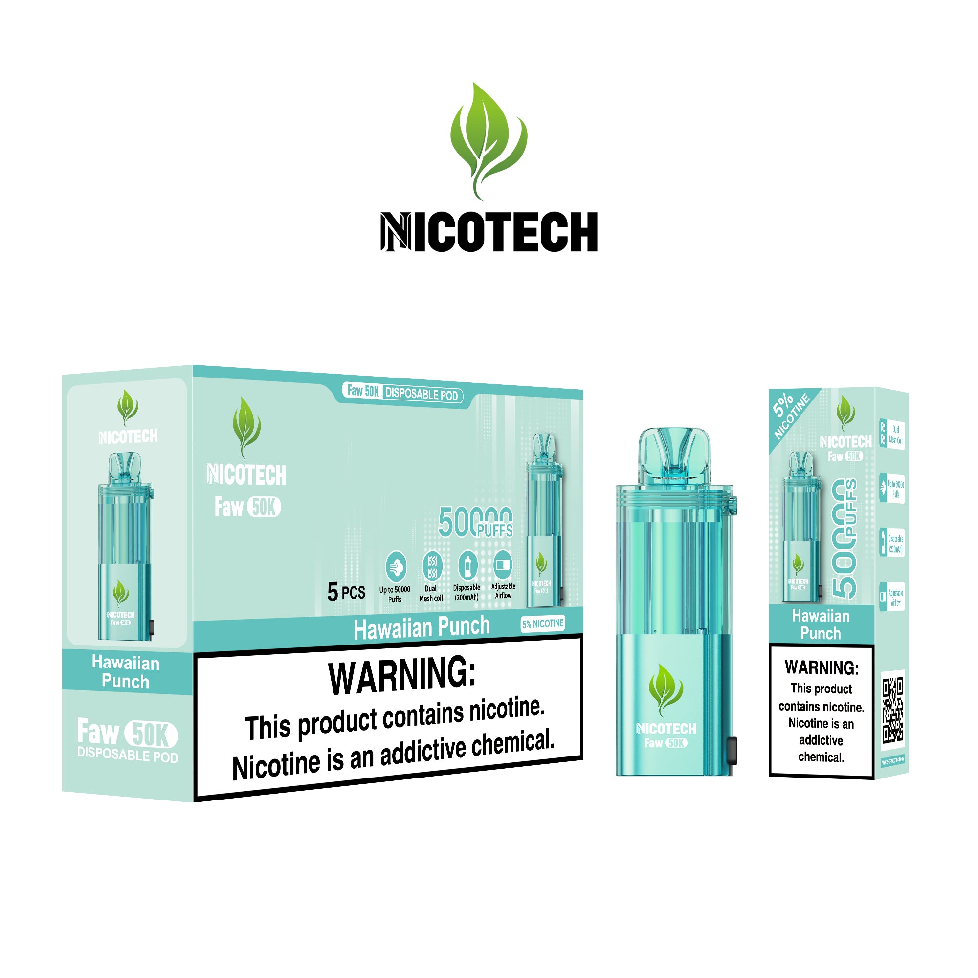 Nicotech Faw 50K Puff Pod Only Hawaiian Punch 5% Nicotine