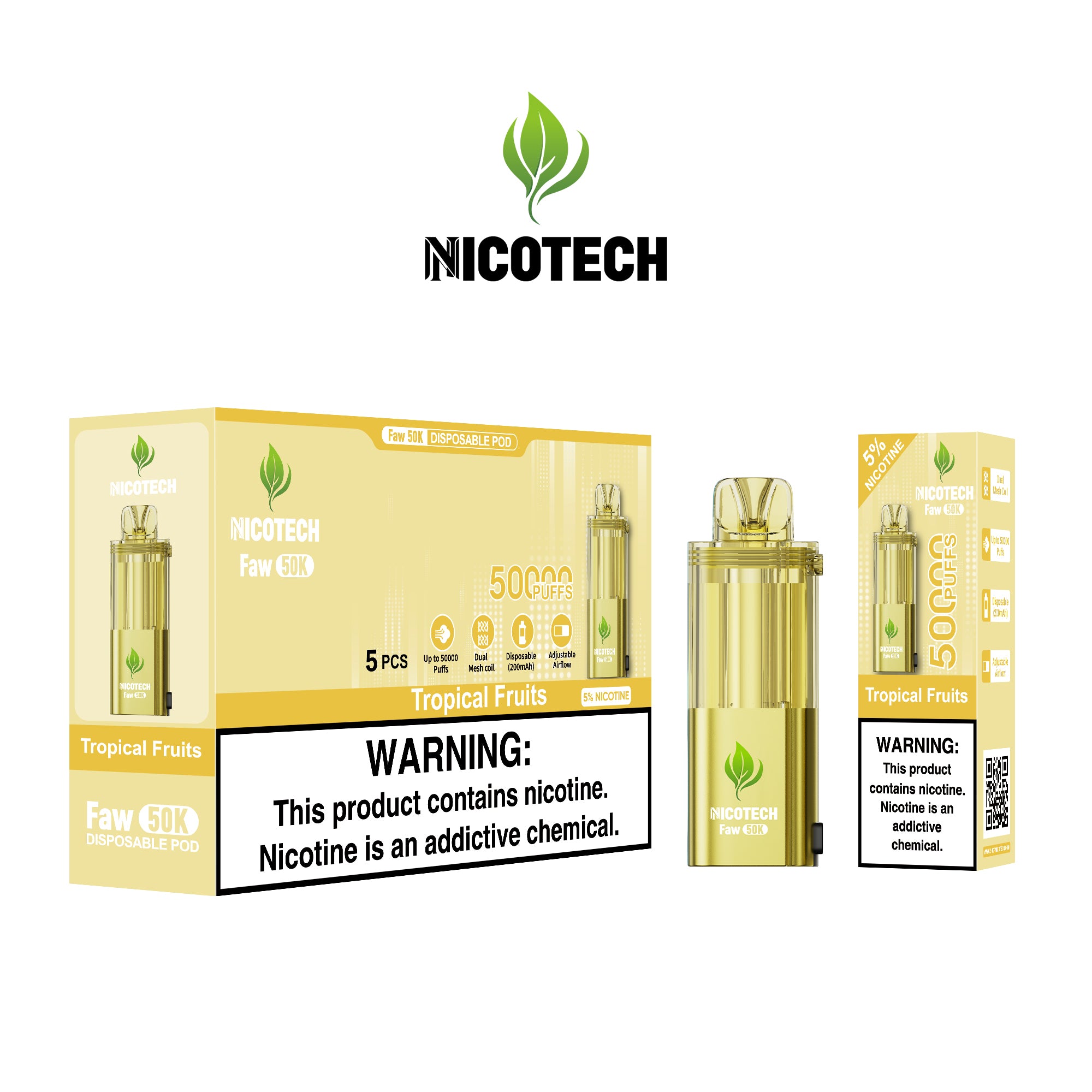 Nicotech Faw 50K Puff Pod Only Tropical Fruits 5% Nicotine