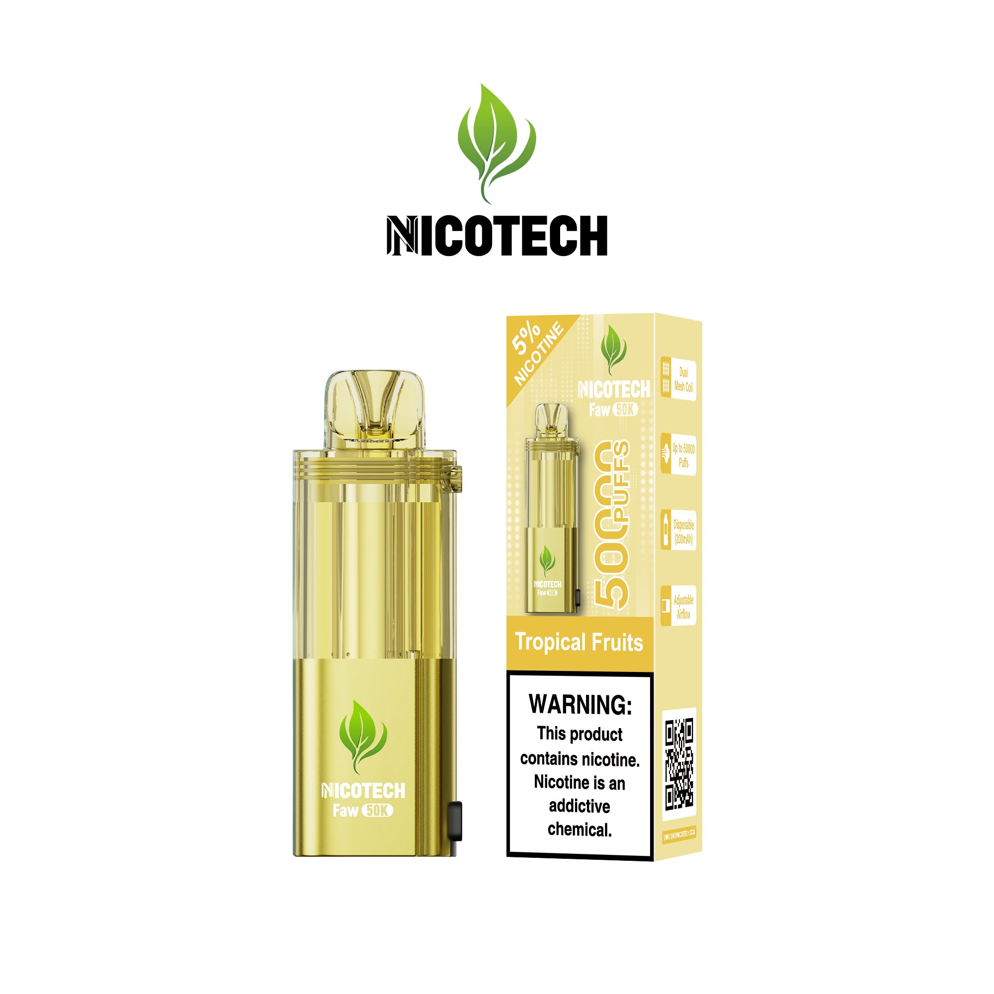 Nicotech Faw 50K Puff Pod Only Tropical Fruits 5% Nicotine