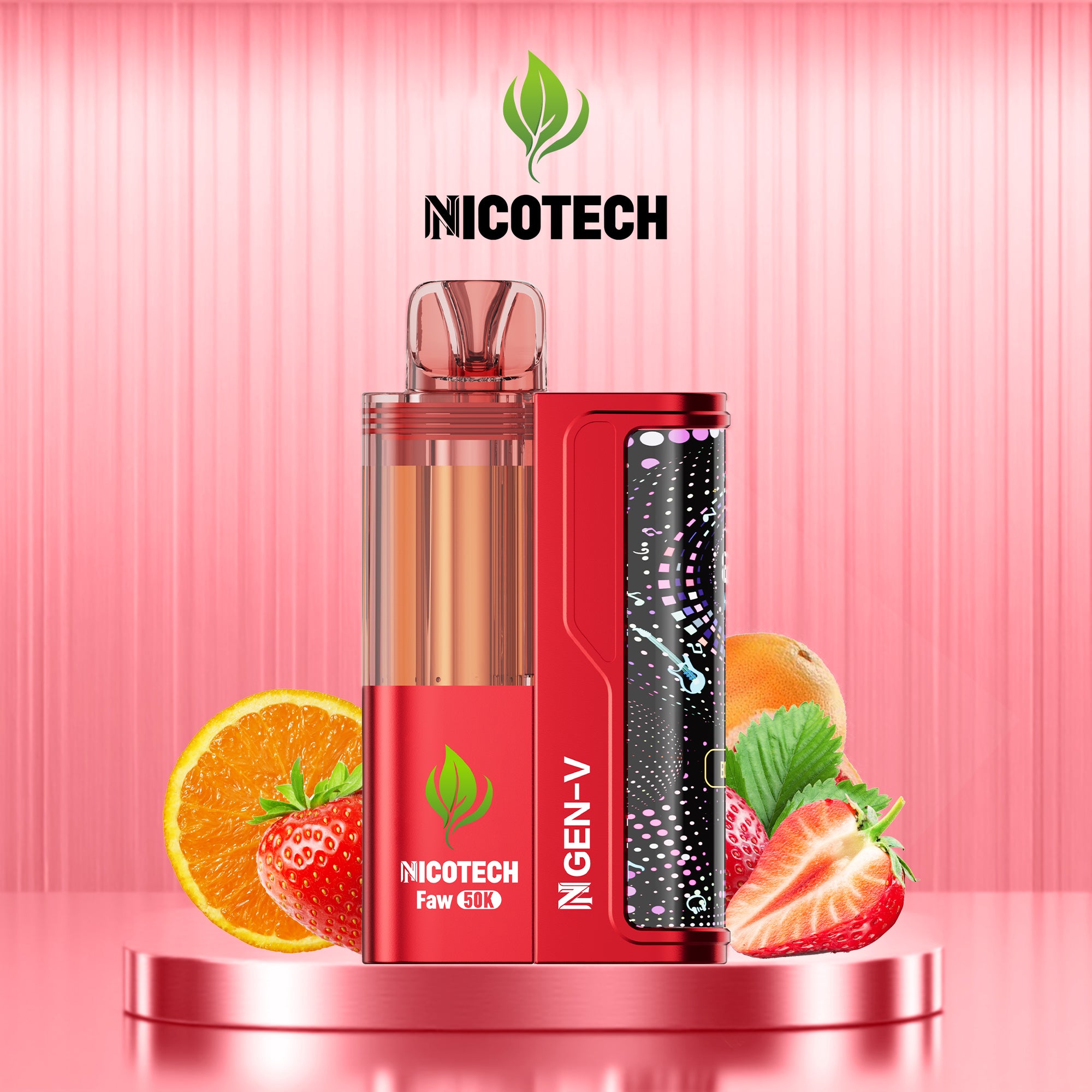 Nicotech Faw 50K Puff Kit Strawberry Orange Tang 5% Nicotine