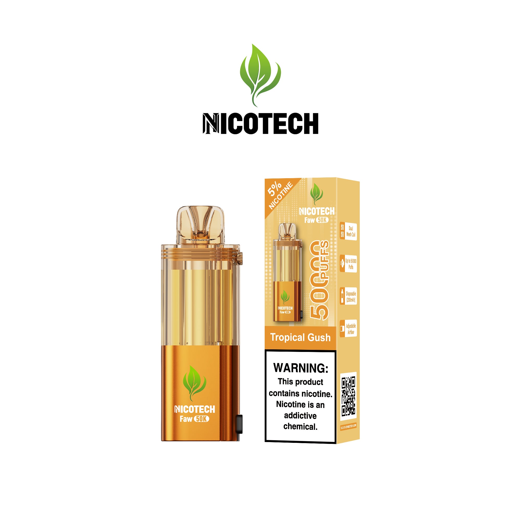 Nicotech Faw 50K Puff Pod Only Tropical Gush 5% Nicotine