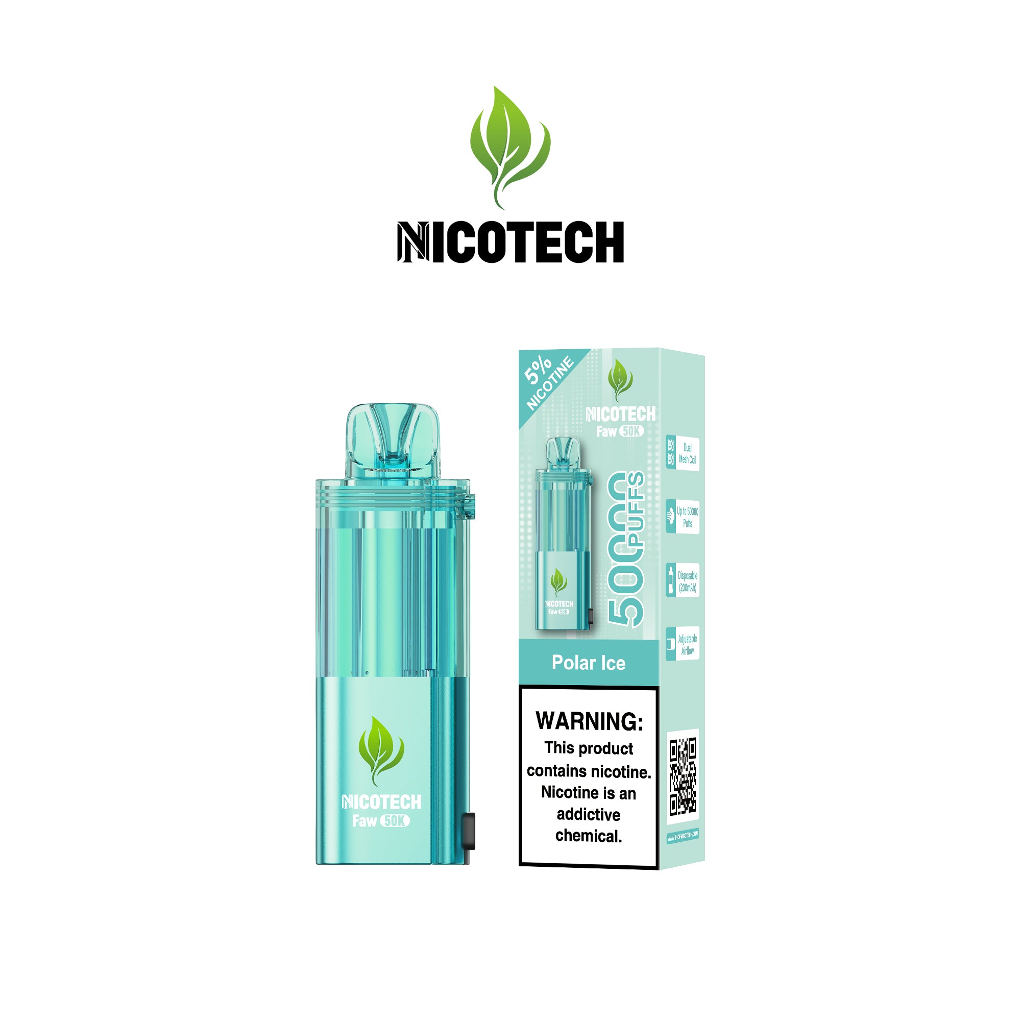 Nicotech Faw 50K Puff Pod Only Polar Ice 5% Nicotine
