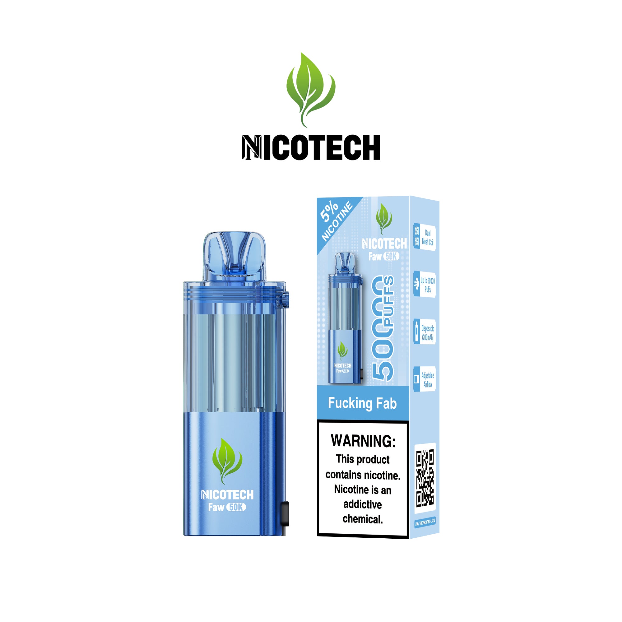 Nicotech Faw 50K Puff Pod Only Fucking Fab 5% Nicotine