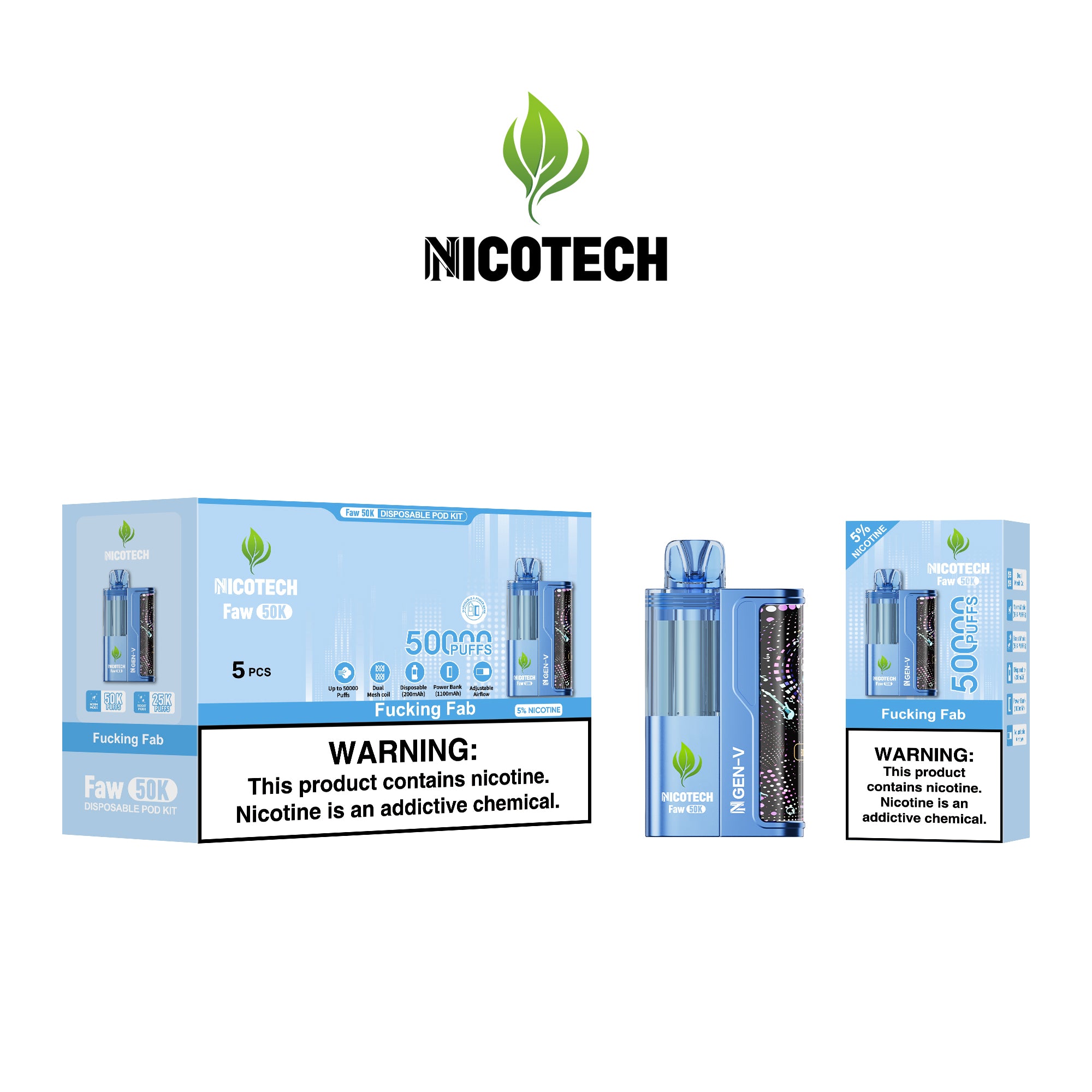 Nicotech Faw 50K Puff Kit Fucking Fab 5% Nicotine