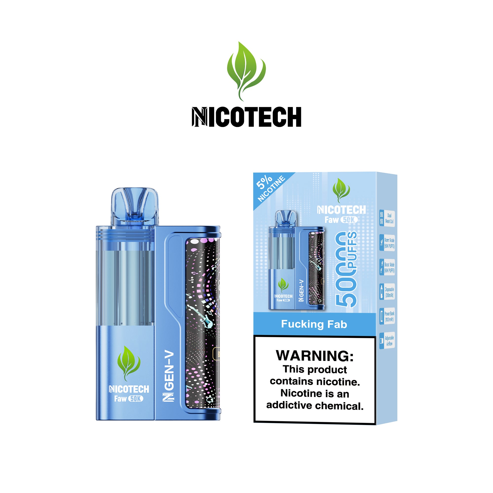 Nicotech Faw 50K Puff Kit Fucking Fab 5% Nicotine