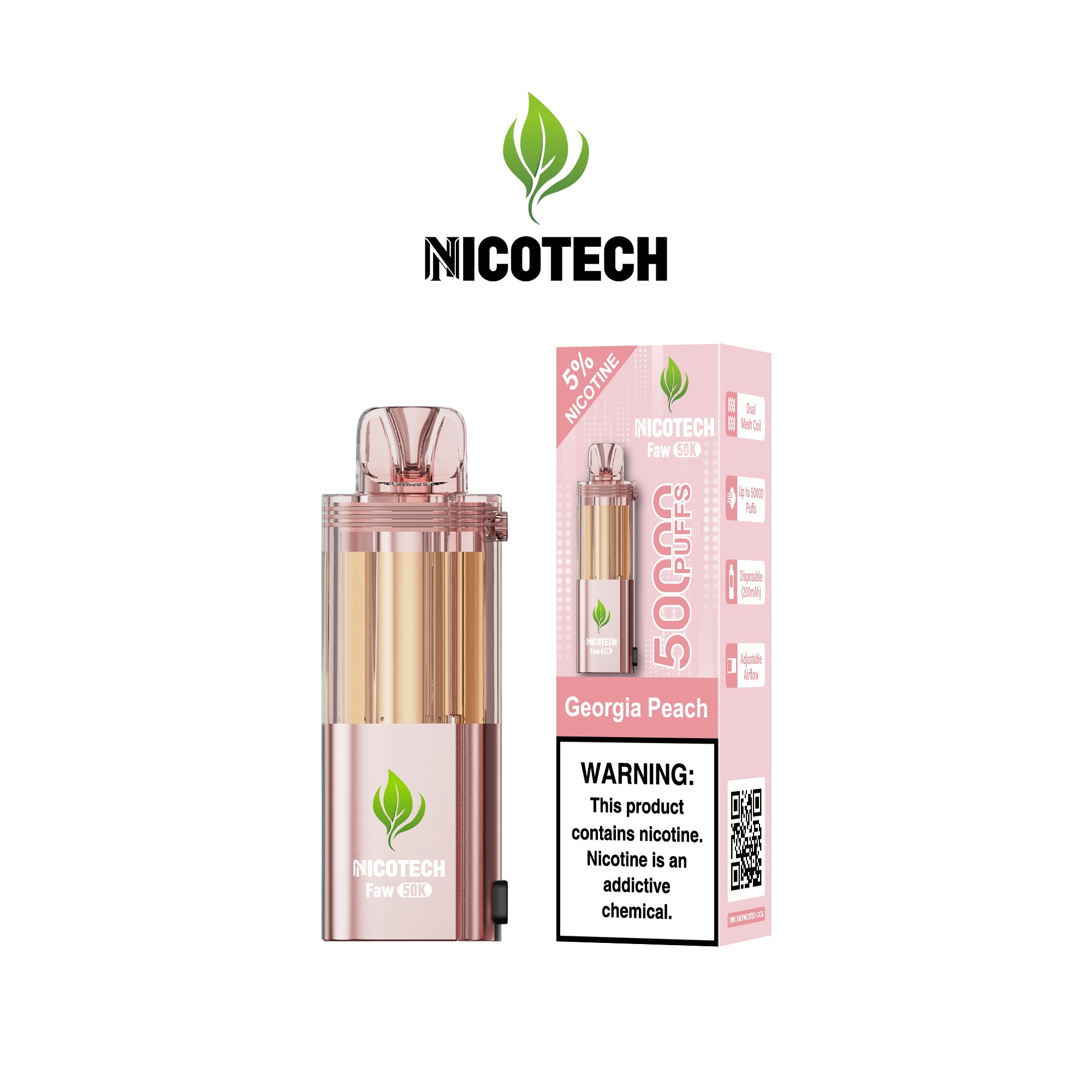 Nicotech Faw 50K Puff Pod Only Georgia Peach 5% Nicotine