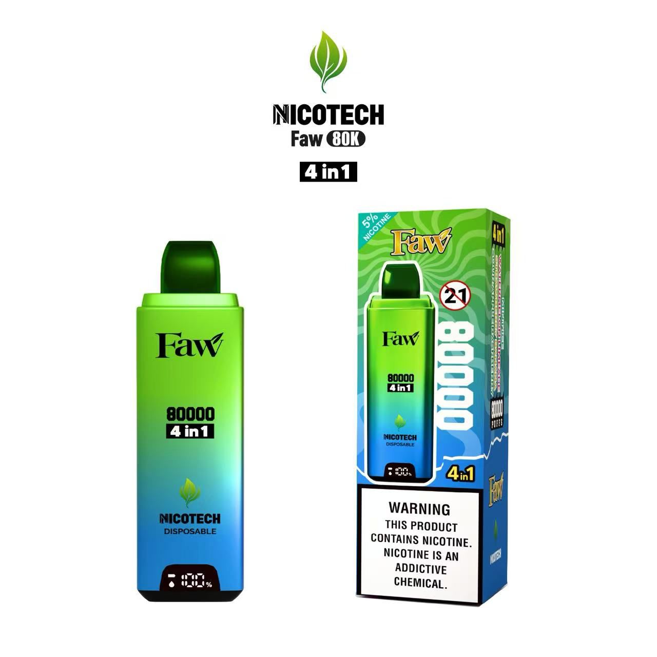 Nicotech Faw 80K Puff Disposable 4 in One Flavour 5% Nicotine