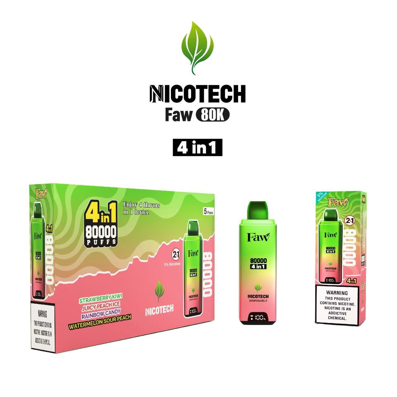Nicotech Faw 80K Puff Disposable 4 in One Flavour 5% Nicotine