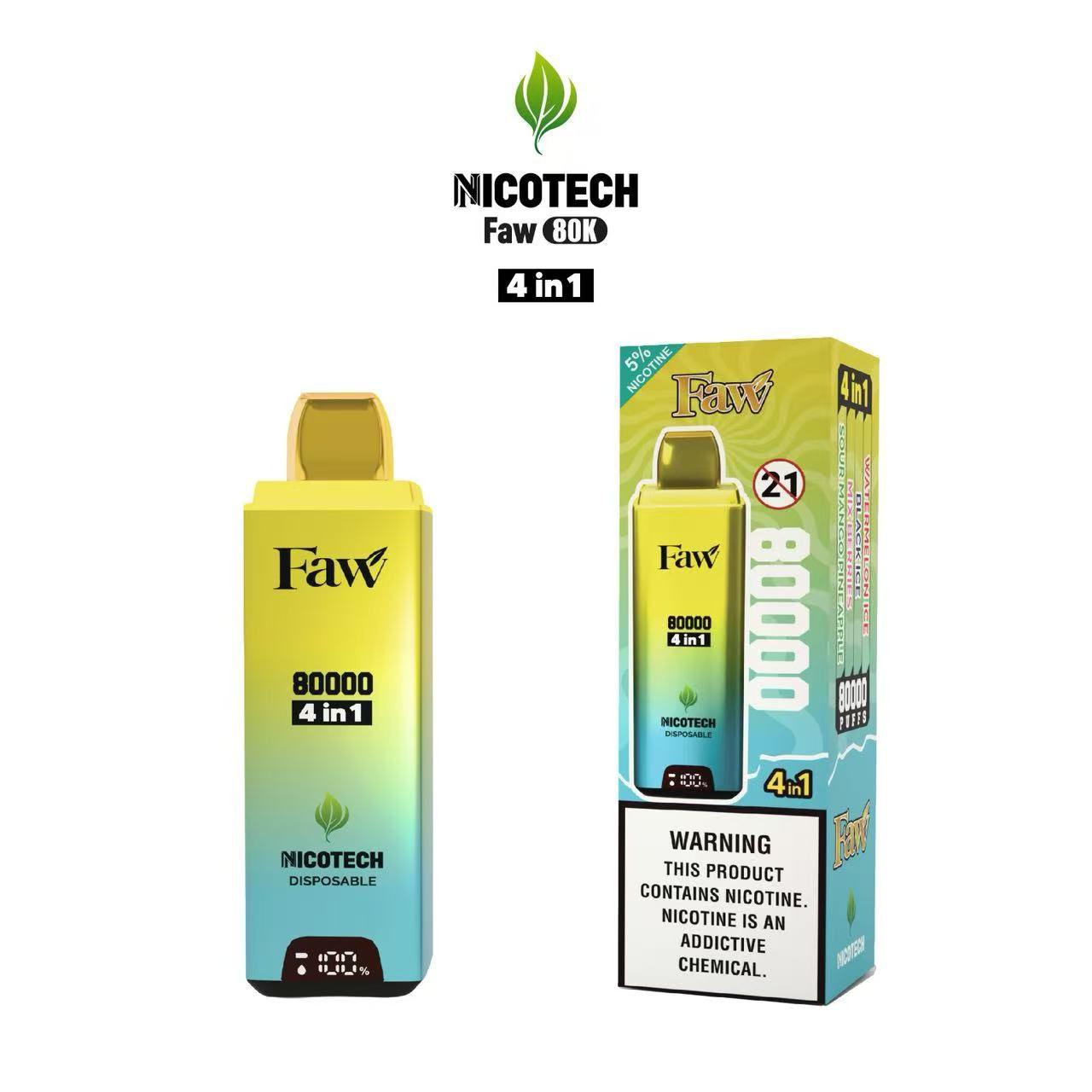 Nicotech Faw 80K Puff Disposable 4 in One Flavour 5% Nicotine