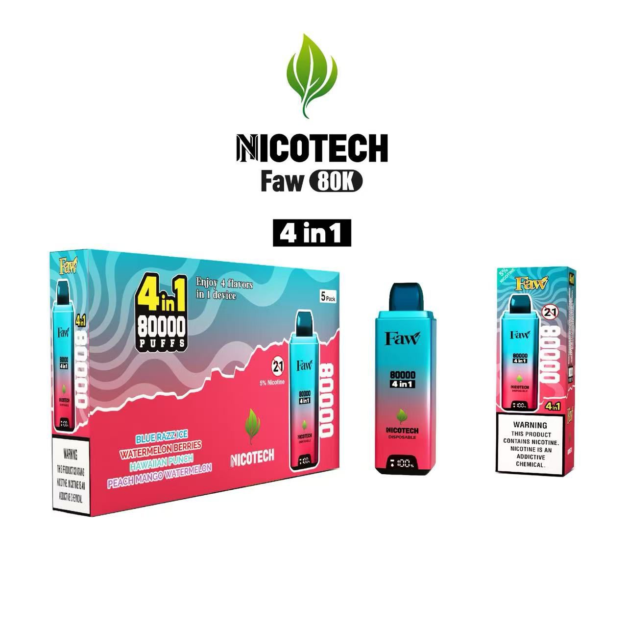 Nicotech Faw 80K Puff Disposable 4 in One Flavour 5% Nicotine