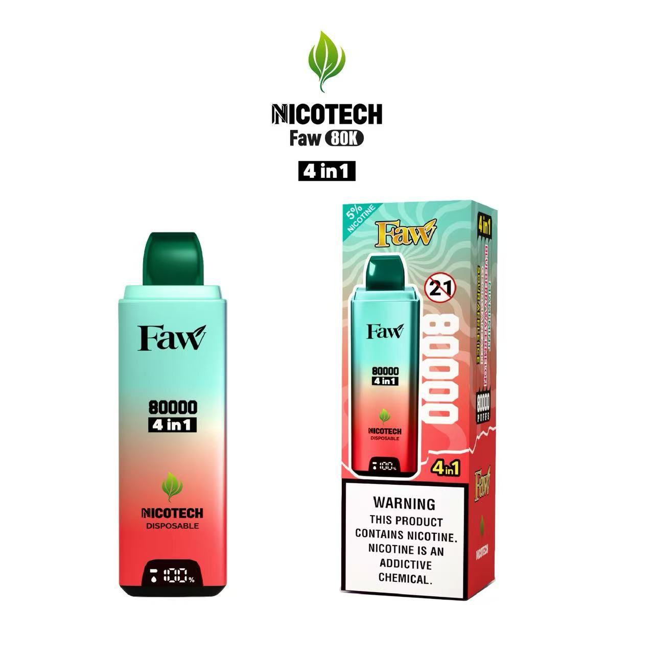 Nicotech Faw 80K Puff Disposable 4 in One Flavour 5% Nicotine