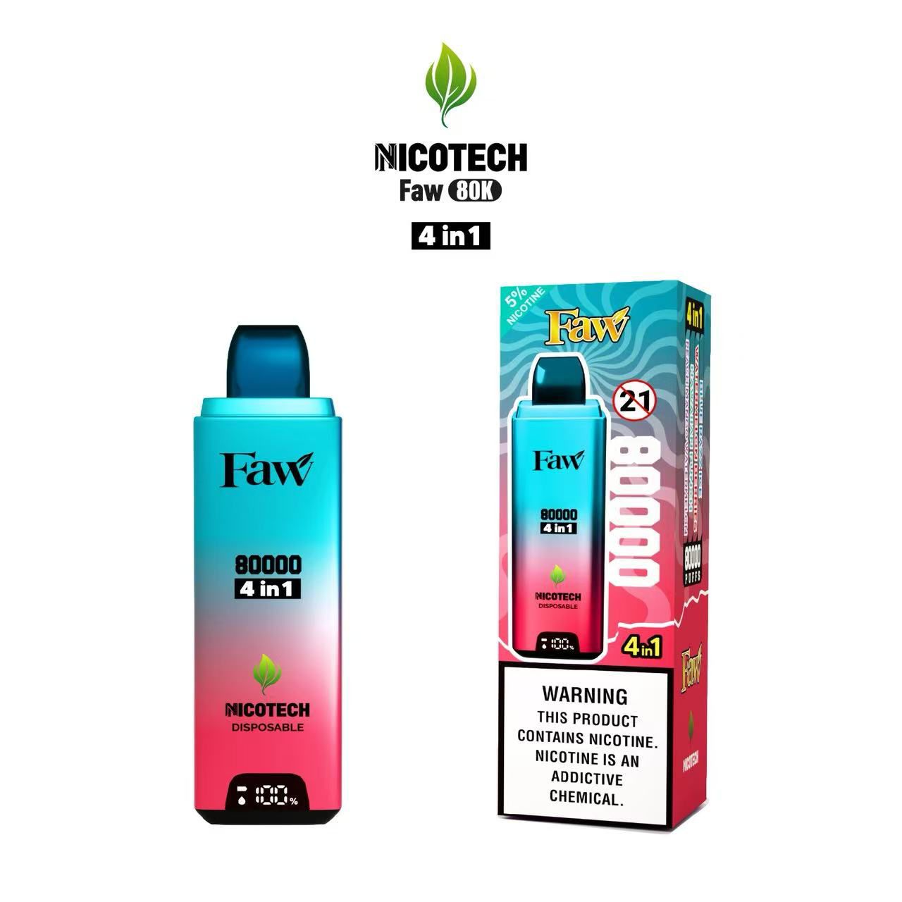 Nicotech Faw 80K Puff Disposable 4 in One Flavour 5% Nicotine