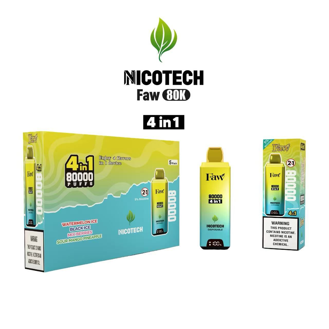 Nicotech Faw 80K Puff Disposable 4 in One Flavour 5% Nicotine