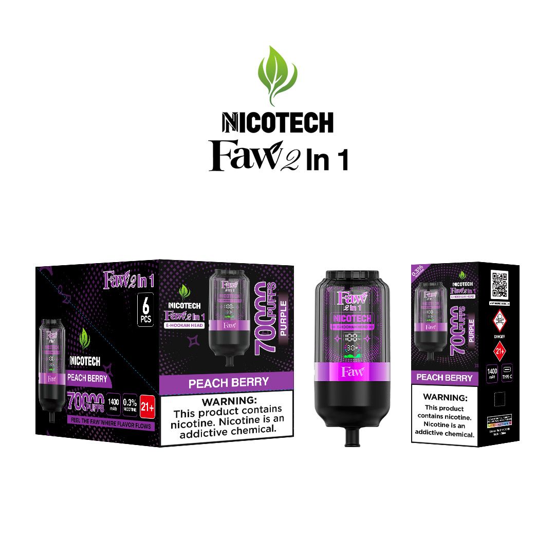 Faw E-hookah head 2 in 1 Peach Berry 70000 puffs