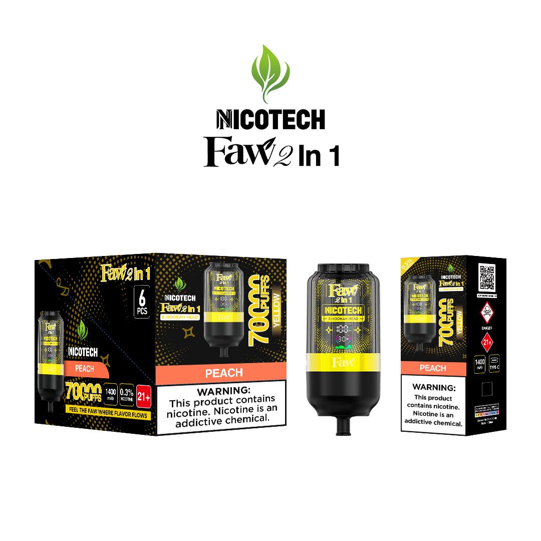 Faw E-hookah head 2 in 1 Peach 70000 puffs