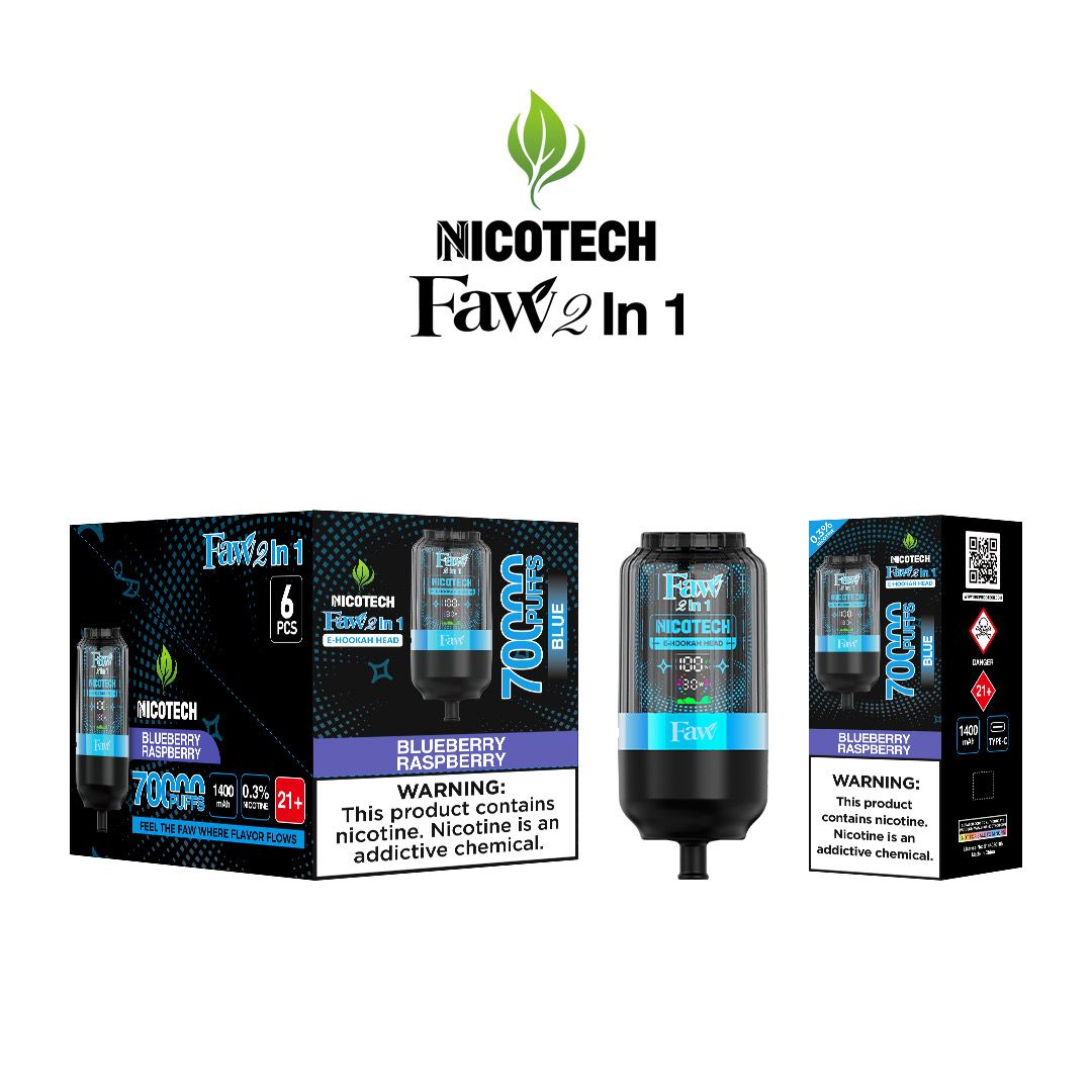 Faw E-hookah head 2 in 1 Blueberry Raspberry 70000 puffs