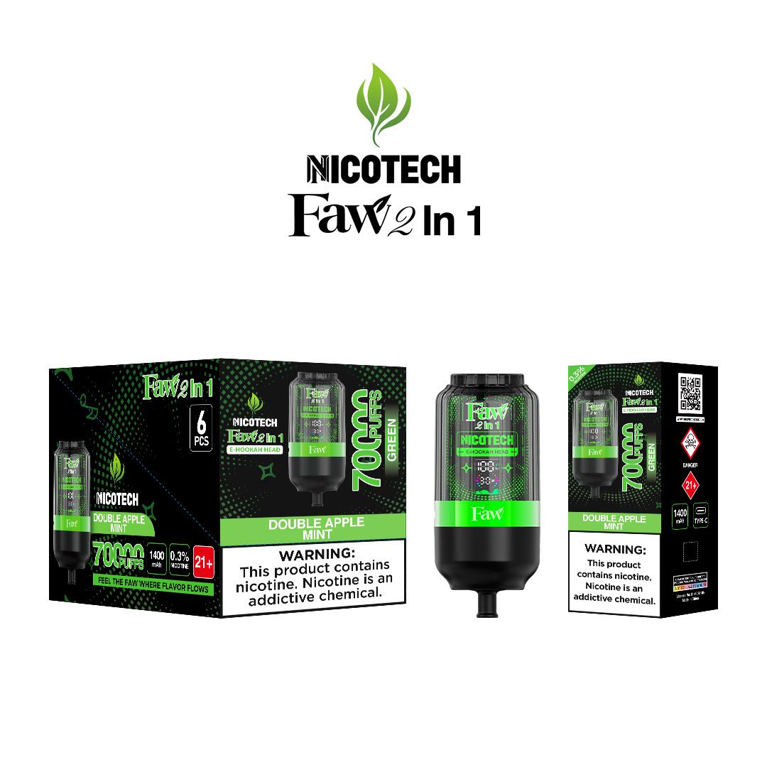 Faw E-hookah head 2 in 1 Double Apple Mint 70000 puffs