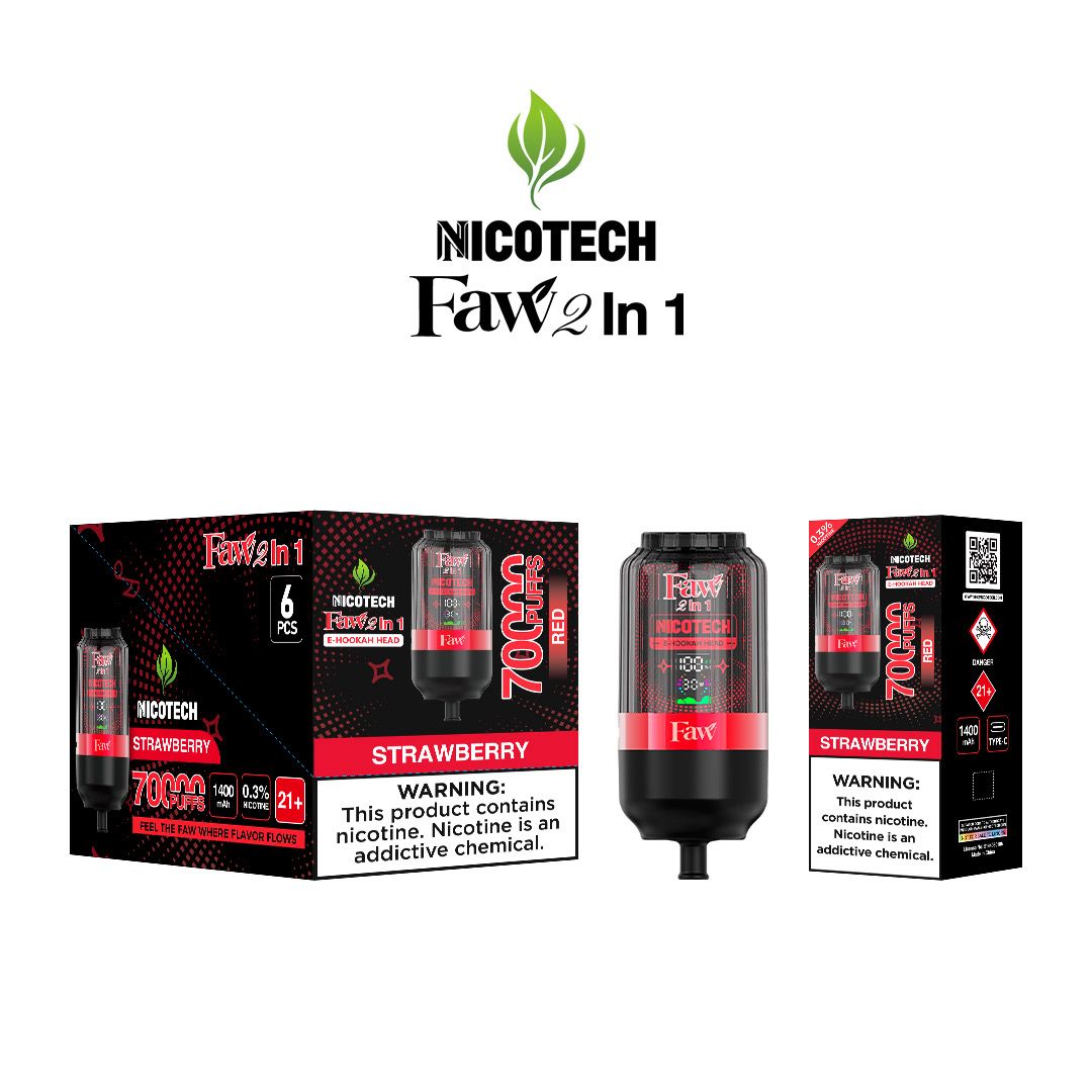 Faw E-hookah head 2 in 1 Strawberry 70000 puffs